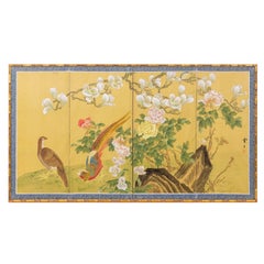 Peinture sur soie de style japonais, années 1950