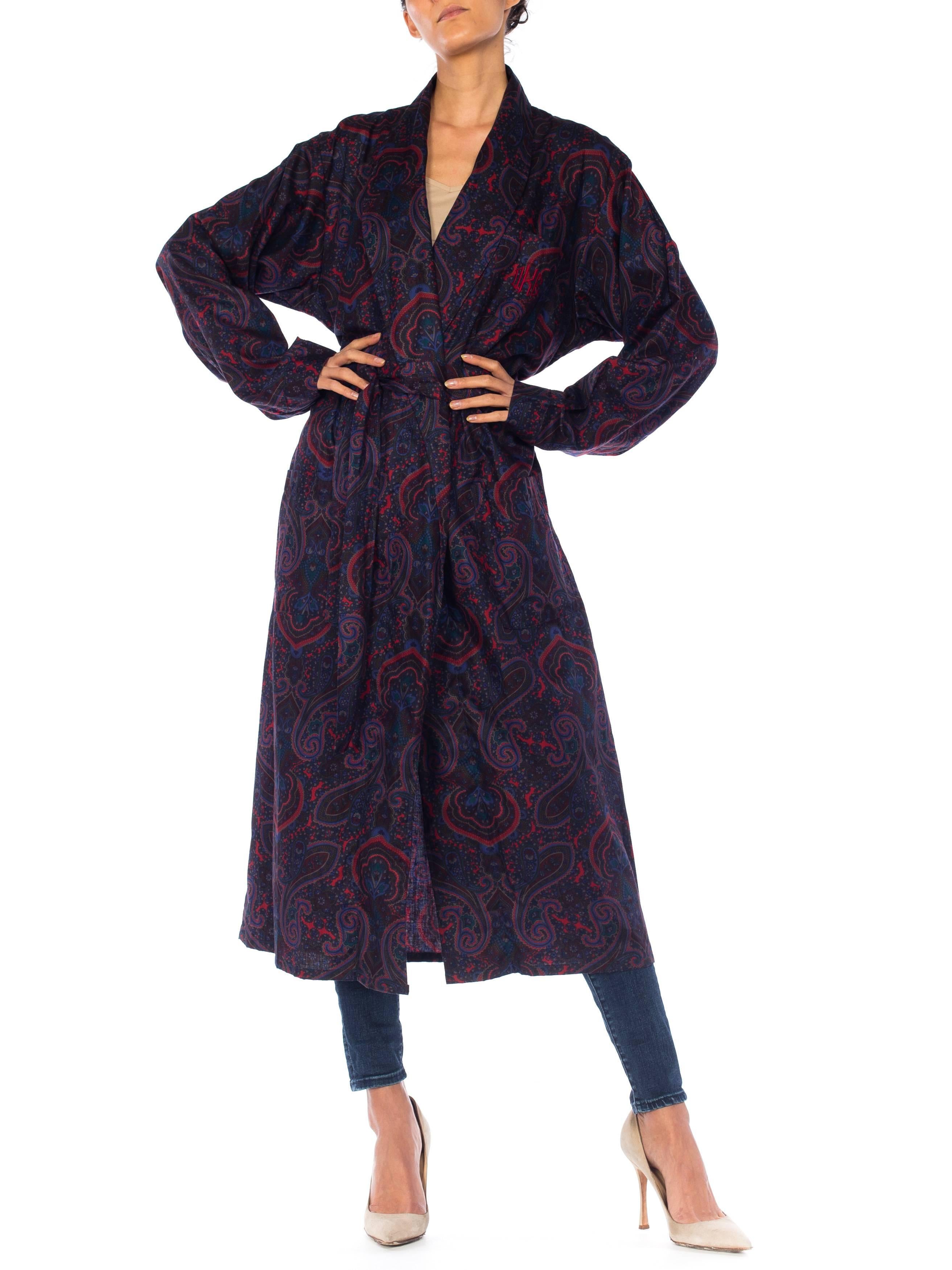 Silk cotton Paisley Print Robe  from Neiman Marcus perfect from a Man or Woman.
Monogram initials on front pocket.
