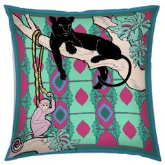 Silk Panther Arabesque Pillow 