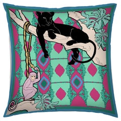 Silk Panther Arabesque Pillow