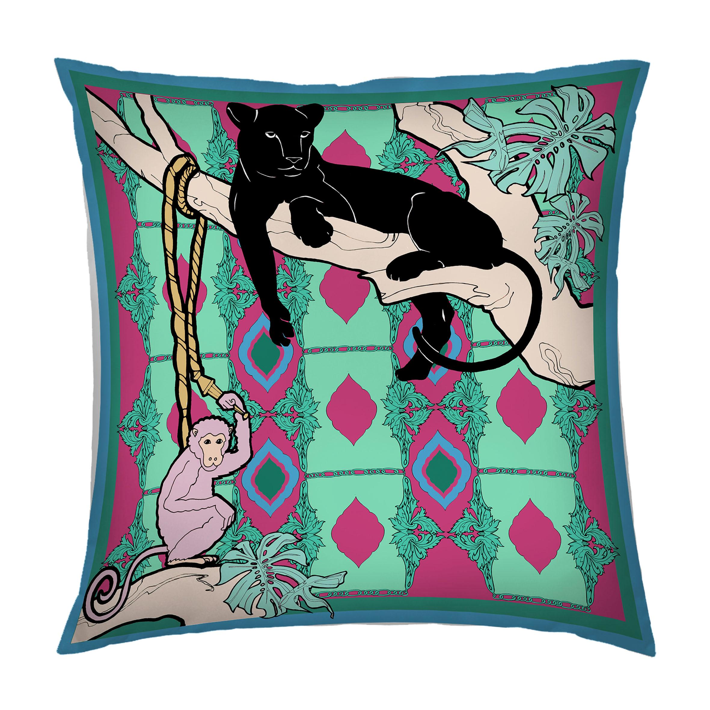 Silk Panther Arabesque Pillow 