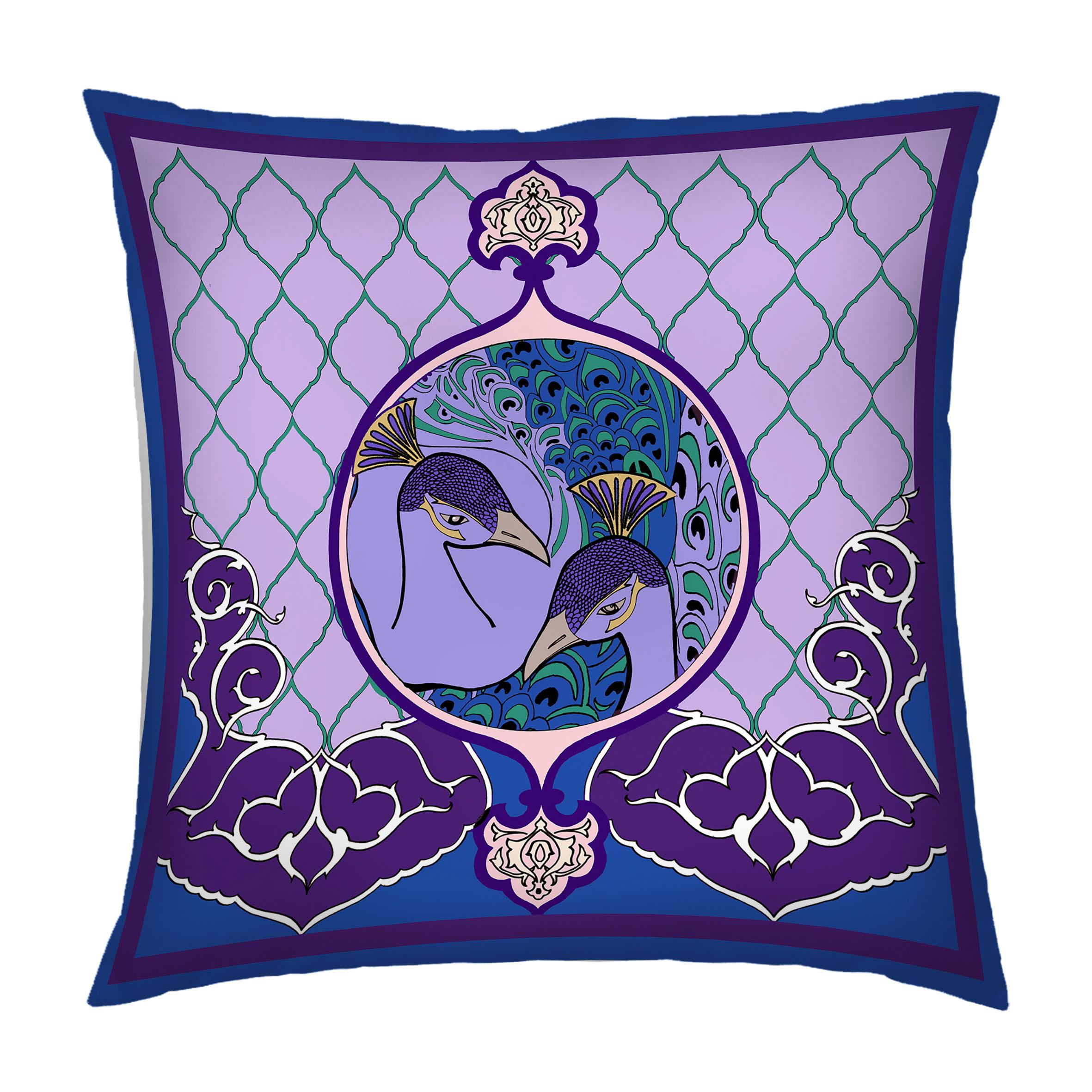 Silk Peacock Arabesque Pillow
