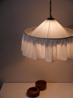 Josef Frank Silk Pendant Lamp for Svenskt Tenn, Brass & Silk, Sweden