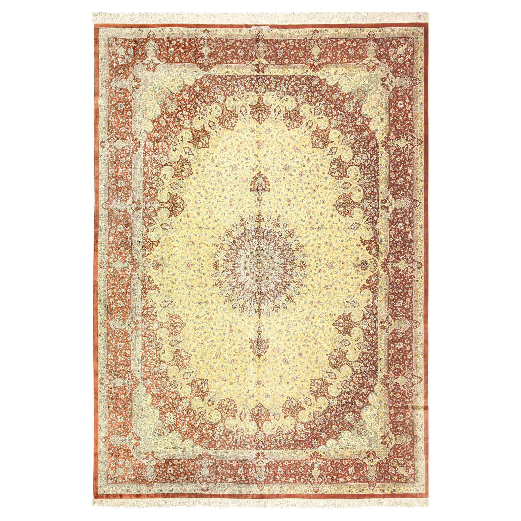 Persischer Qum-Teppich aus Seide. 9 ft 6 in x 13 ft 6 in