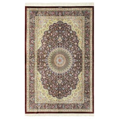 Silk Persian Qum Rug. Size: 5 ft x 7 ft 10 in