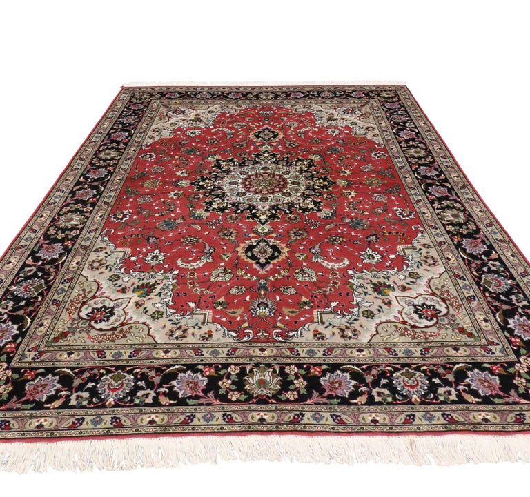 Silk Persian Tabriz Rug with Modern Traditional Style For Sale at 1stdibs