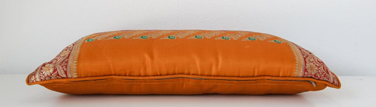 Silk Pillow Custom Made From A Wedding Orange Sari India For Sale At 1stdibs