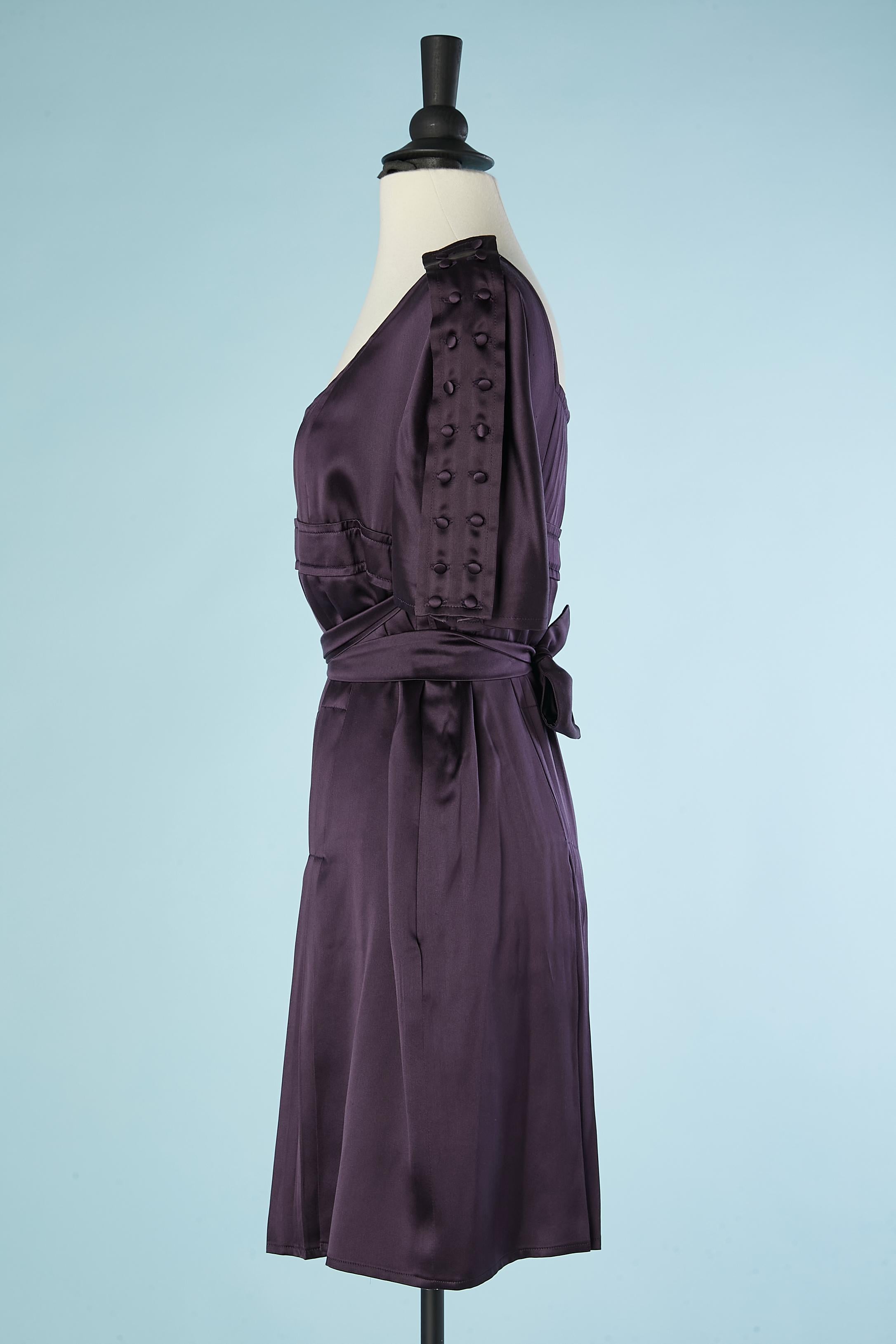 Women's Silk pleated cocktail dress with silk belt Yves Saint Laurent Rive Gauche  For Sale
