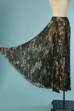 Jupe plissée en soie à imprimé camouflage ALEXANDRE VAUTHIER