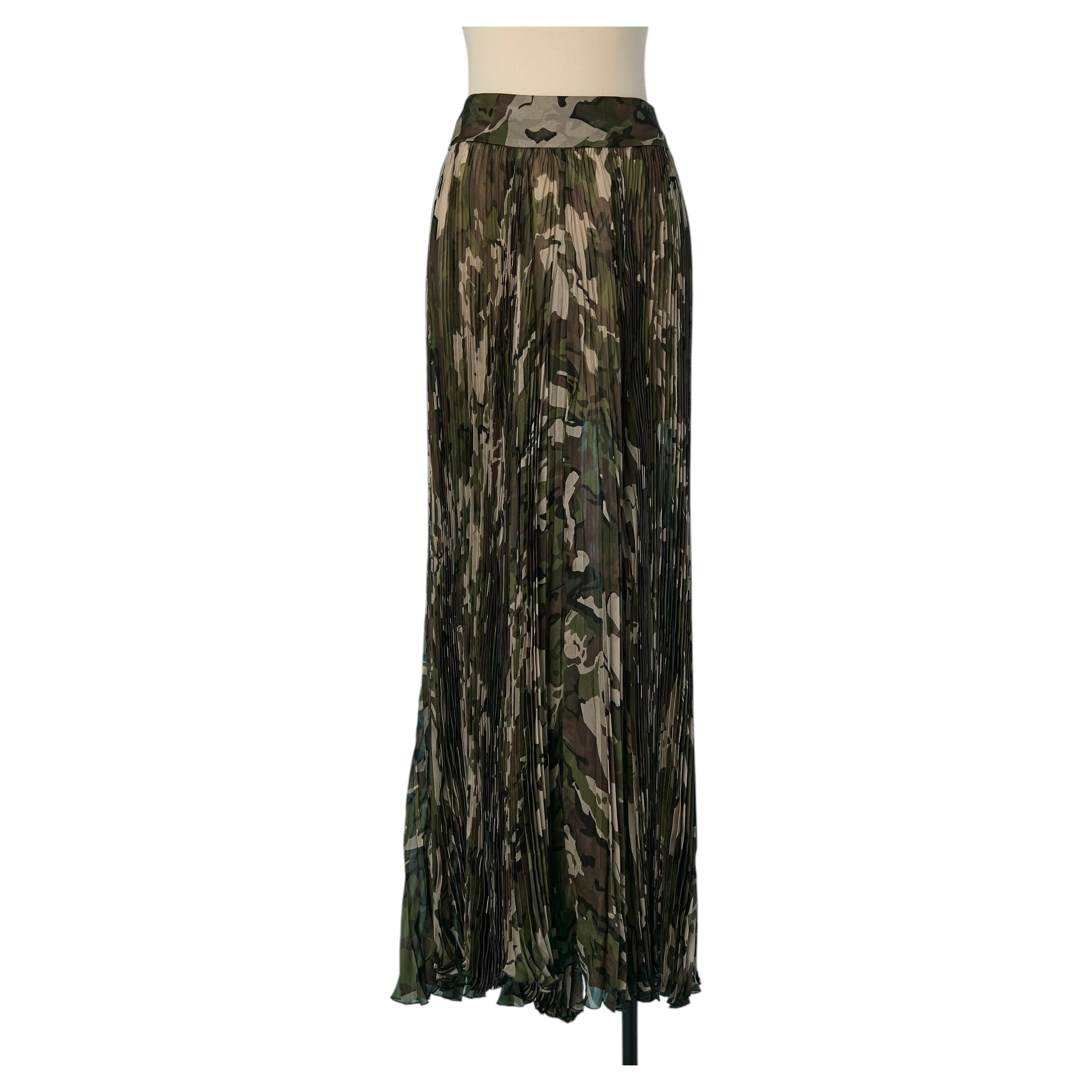 Silk pleated skirt with camouflage print ALEXANDRE VAUTHIER