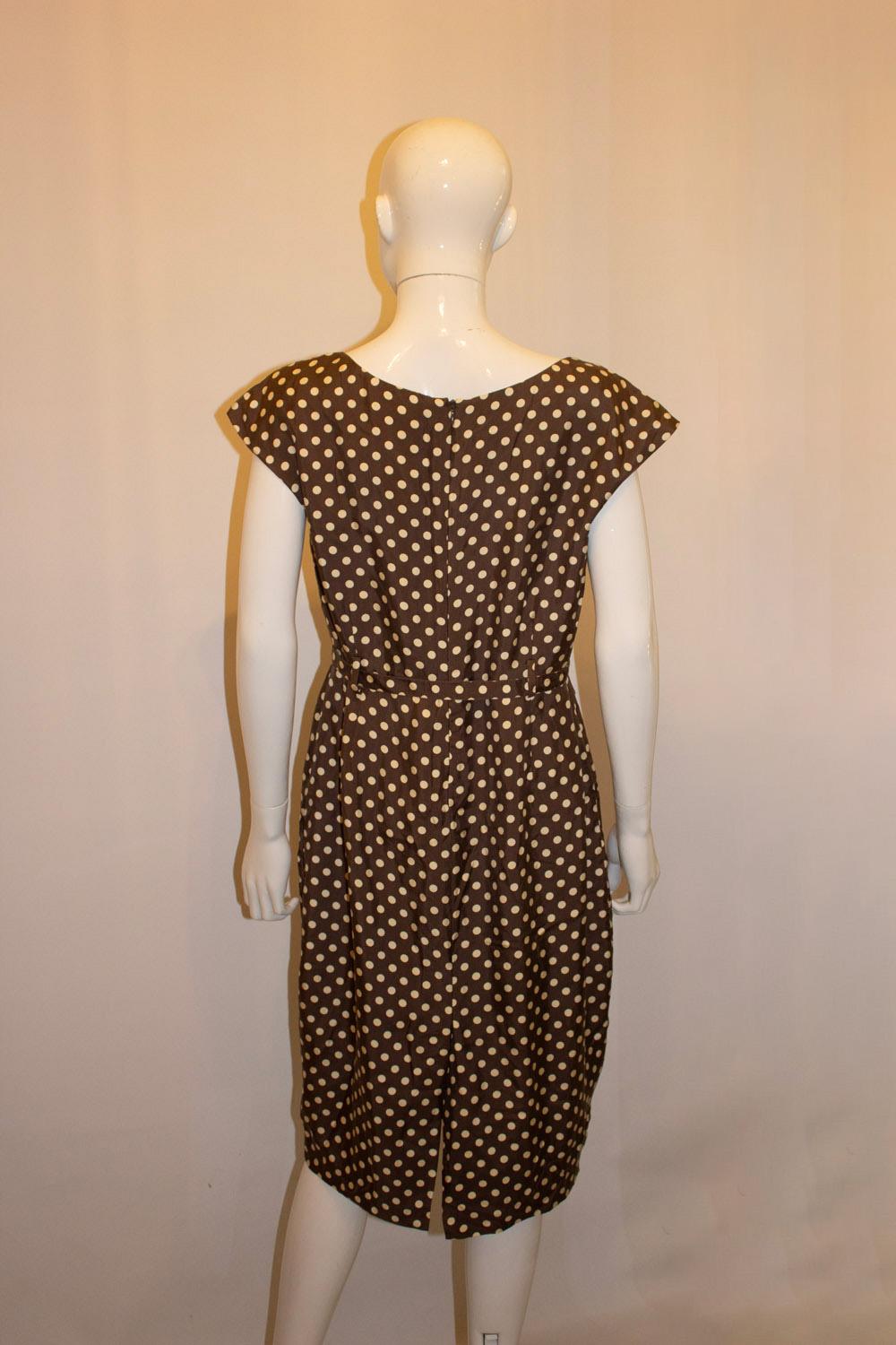Black Silk Polka dot dress by Marilyn Moore For Sale