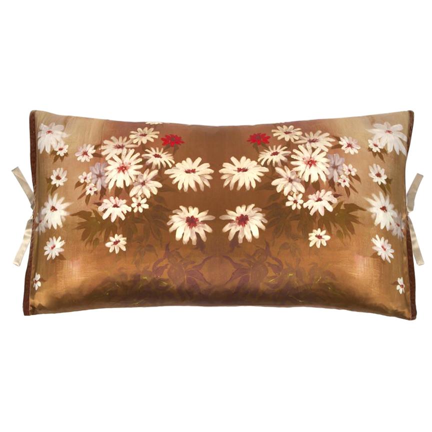 Silk Print Throw Pillow Golden Daisy