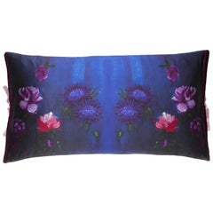 Silk Print Throw Pillow Inky Floral