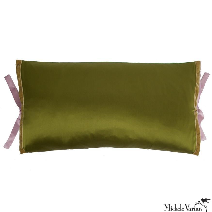 American Silk Print Throw Pillow Multi Spear Green For Sale
