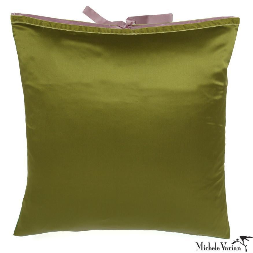 American Silk Print Throw Pillow Multi Spear Green For Sale