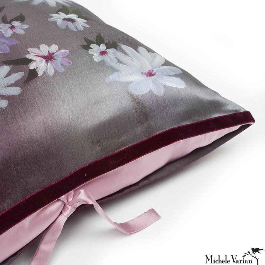 American Silk Print Throw Pillow Shadow Garden For Sale