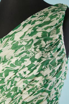 Silk printed and draped asymmetrical evening dress Carolina Herrera