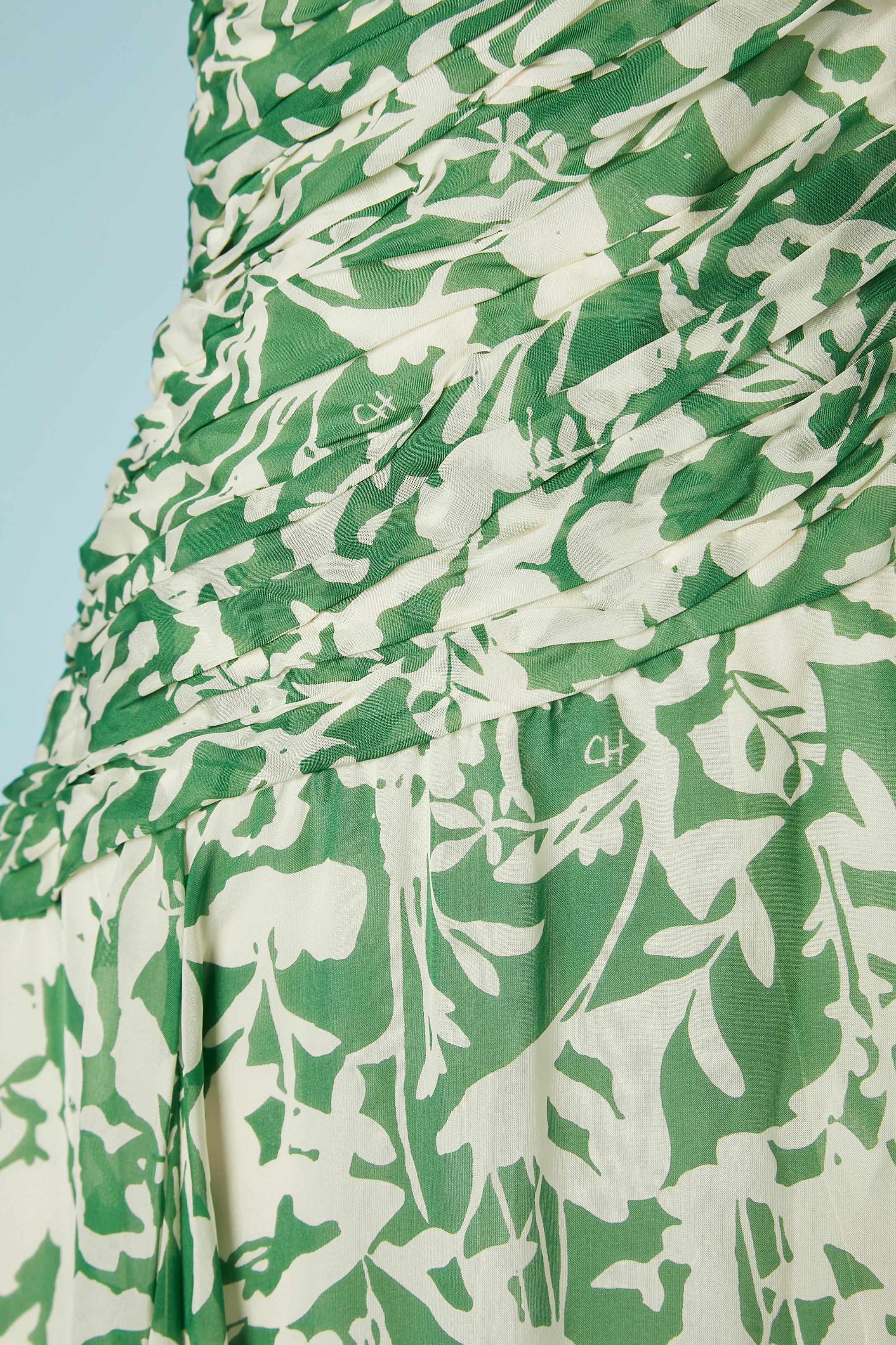 Vestido de noche asimétrico de seda estampado y drapeado Carolina Herrera Gris en venta