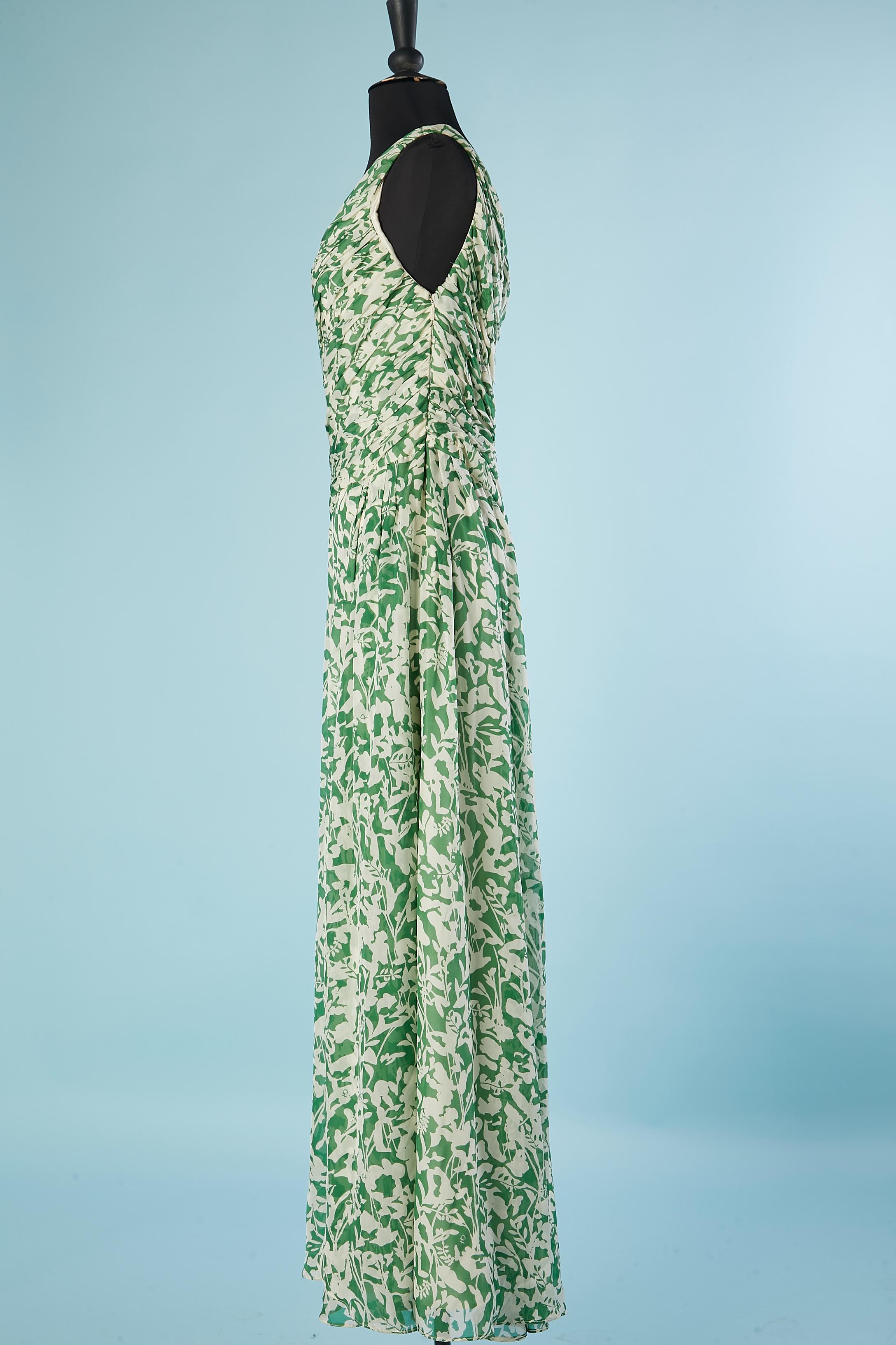 Vestido de noche asimétrico de seda estampado y drapeado Carolina Herrera en Excelente estado para la venta en Saint-Ouen-Sur-Seine, FR