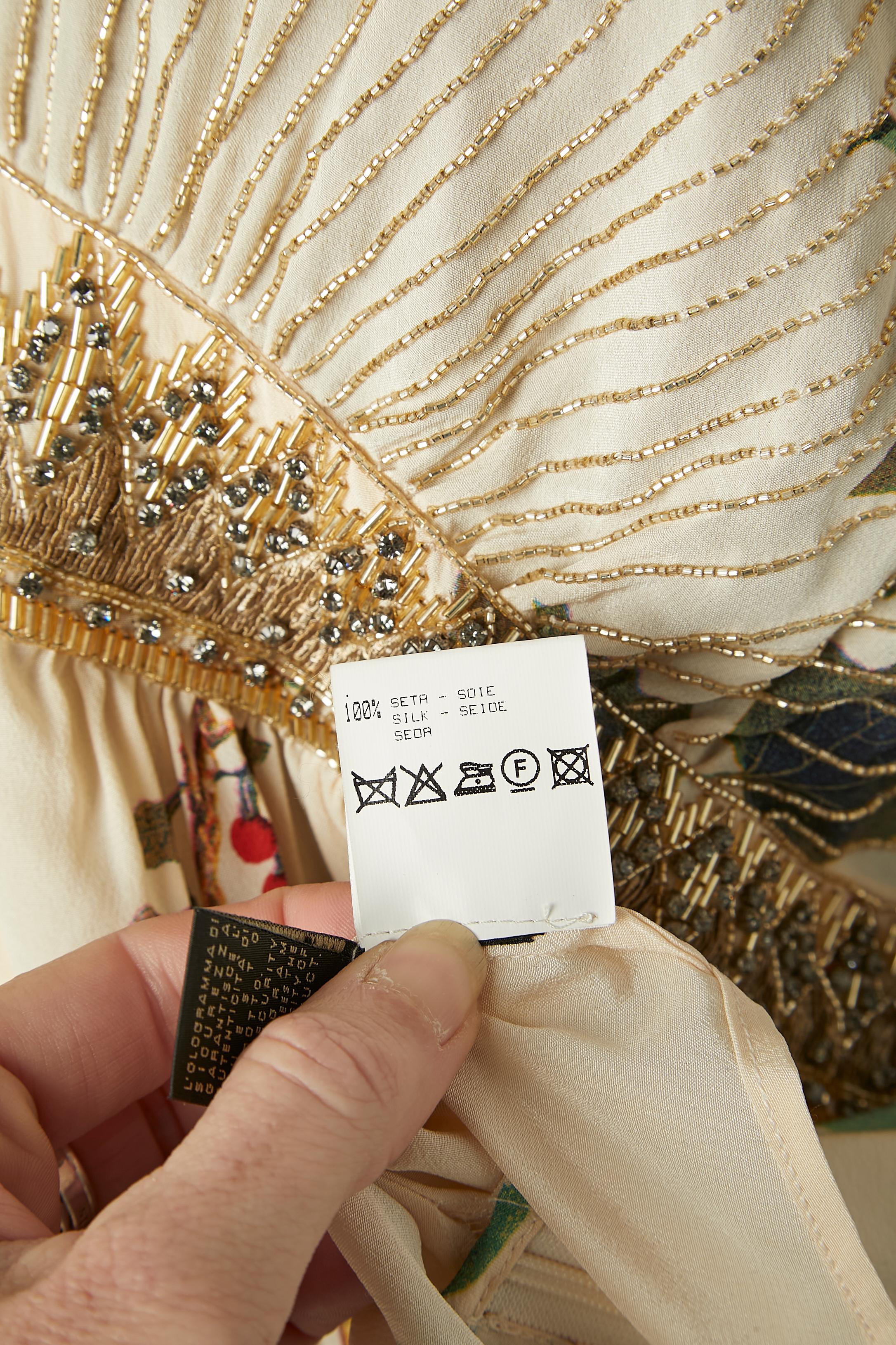 Silk printed blouse with beaded work Roberto Cavalli For Sale 6