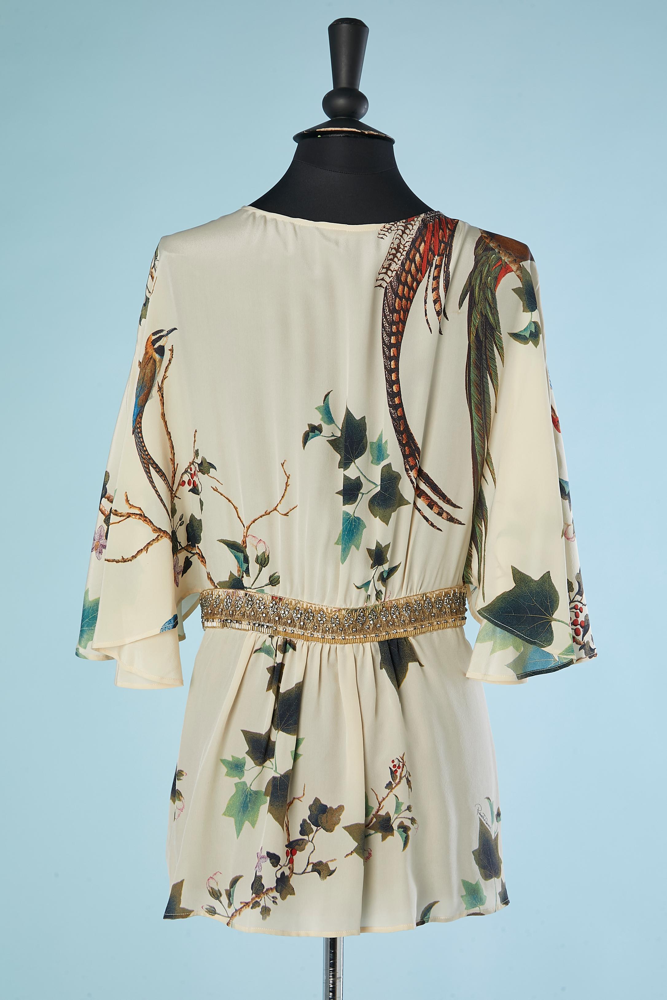Silk printed blouse with beaded work Roberto Cavalli  For Sale 1