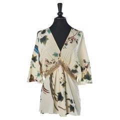 Silk printed blouse with beaded work Roberto Cavalli 