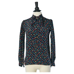 Silk printed blouse with bow tie Saint Laurent Rive Gauche