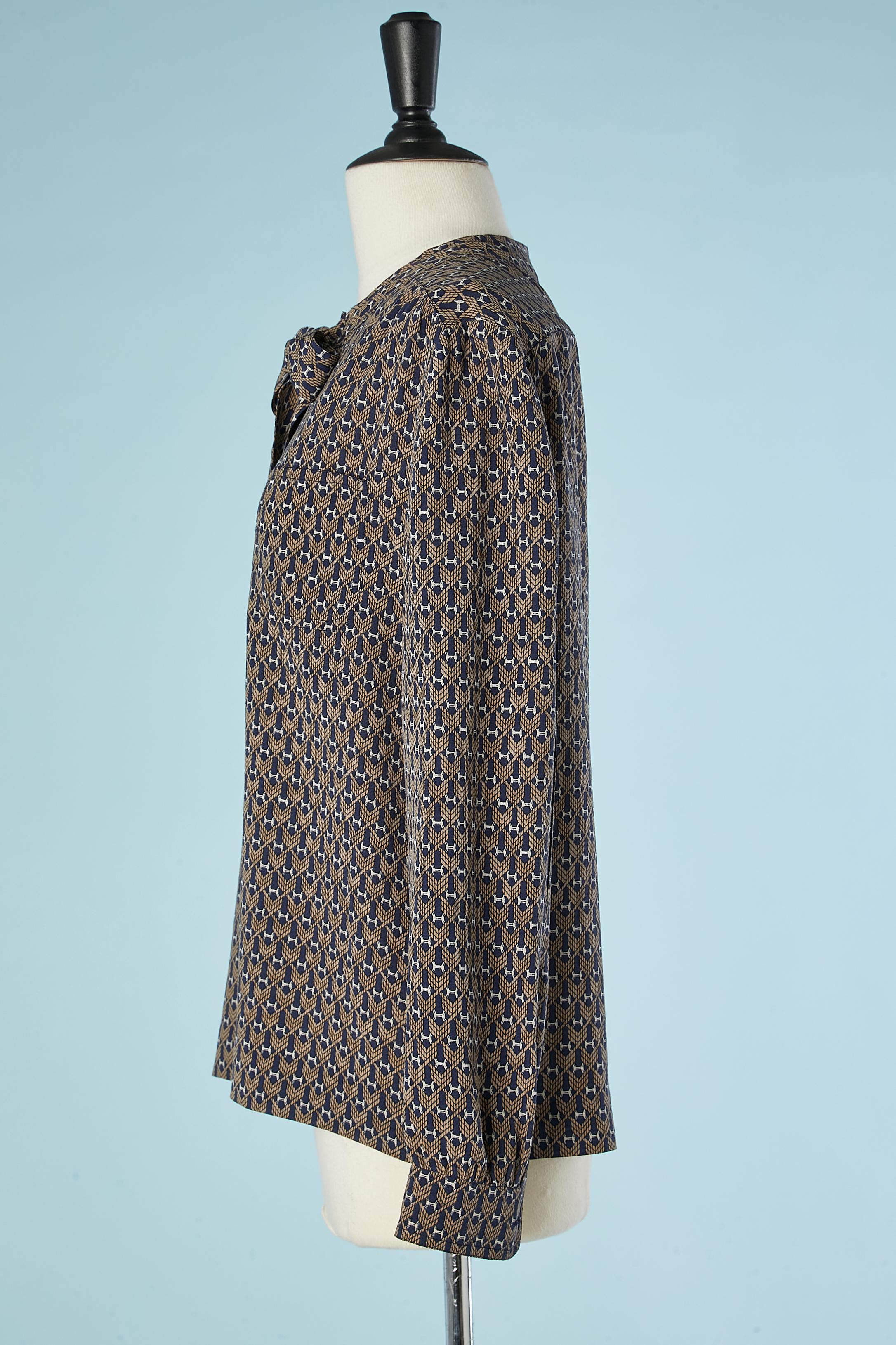 Women's Silk printed chemise with bow collar Hermès  For Sale