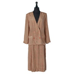 Conjunto de chaqueta y falda de seda estampada CHANEL