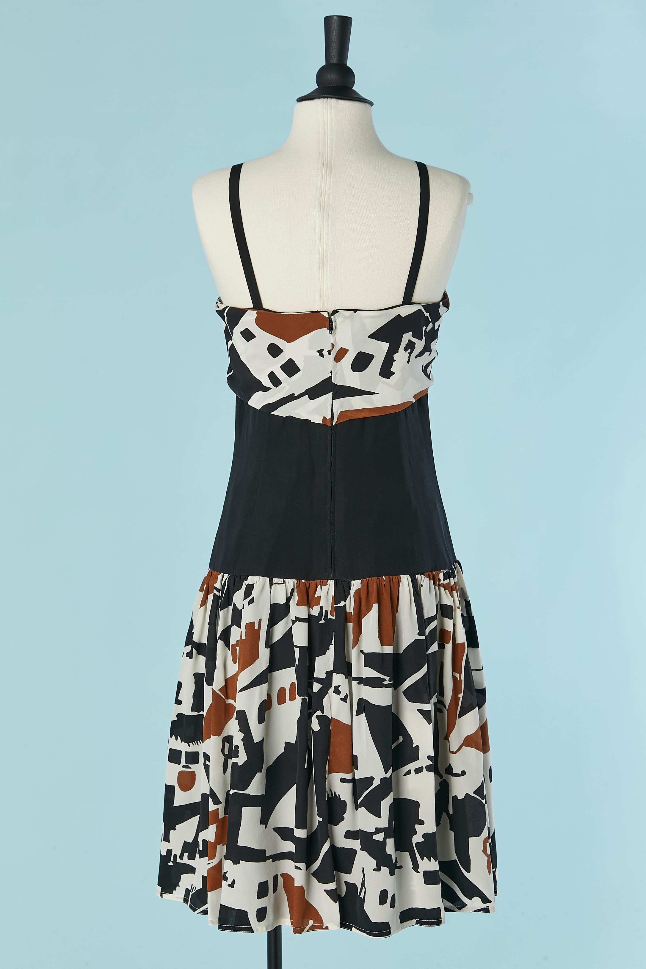 Women's Silk printed dress with gather and bow on the chest CHLOE For Sale