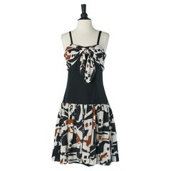 Robe en soie imprimée avec fronces et nœud sur la poitrine CHLOE