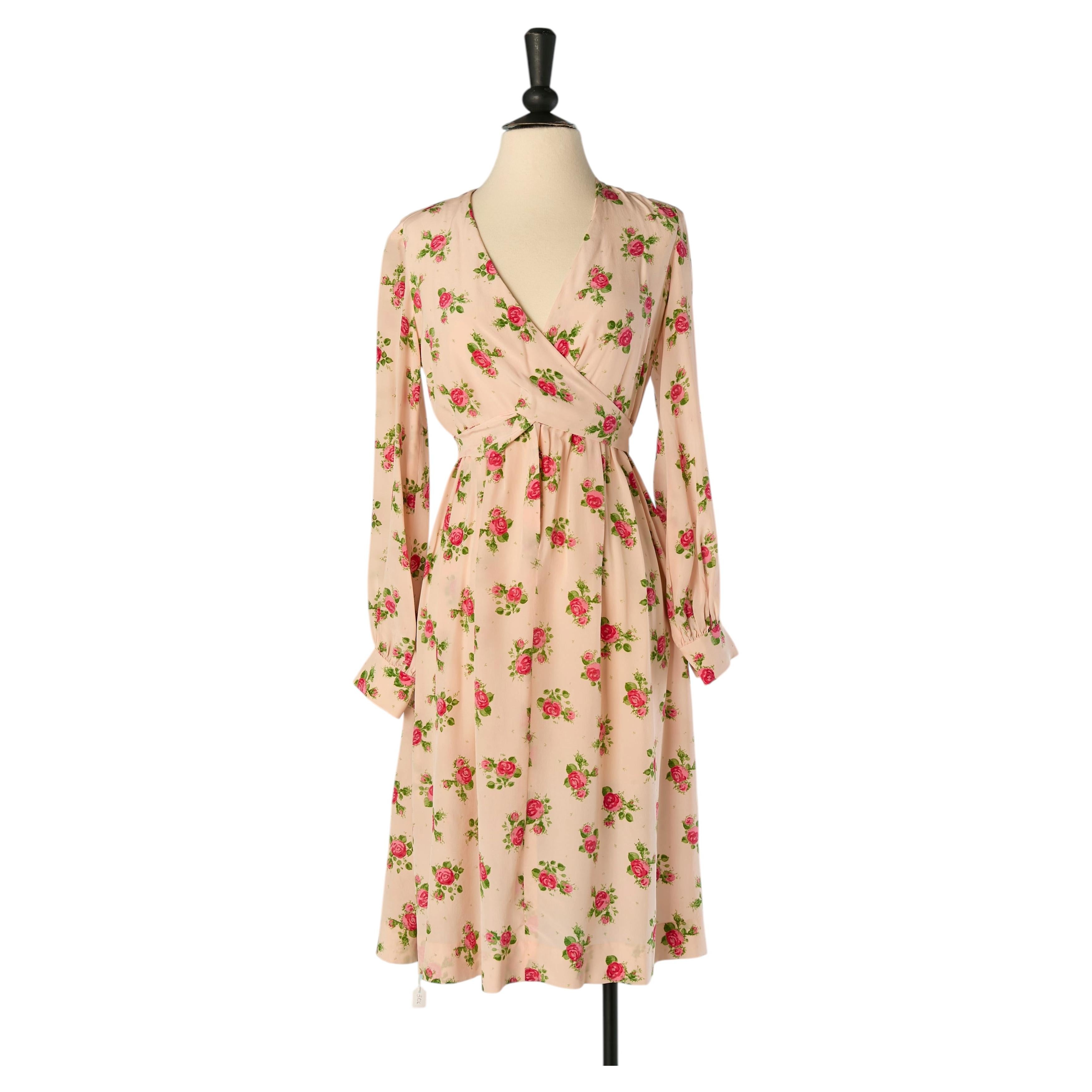 Silk printed dress wrapped on the top front VALENTINO Boutique Circa 1960's