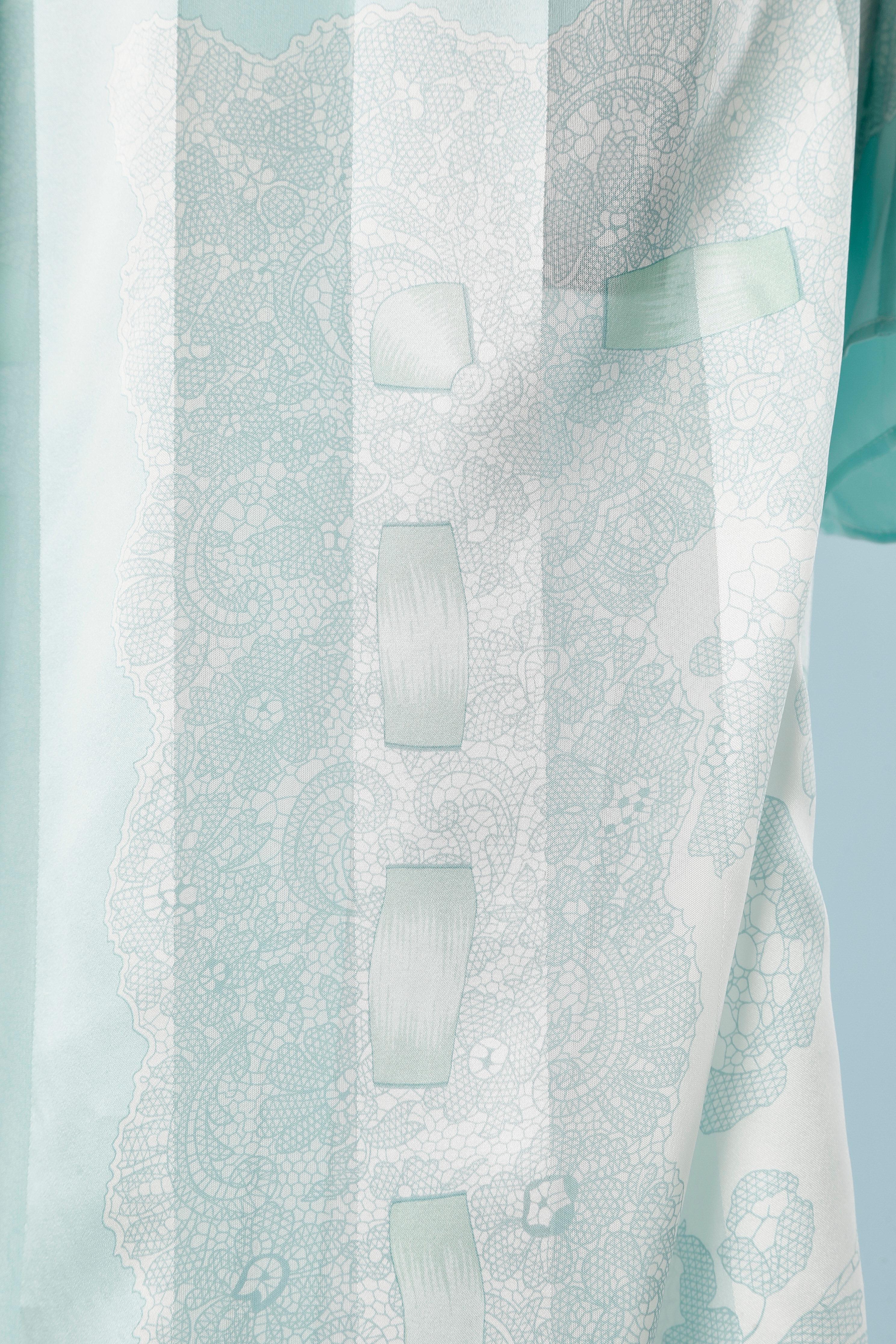 Gris Robe en mousseline de soie jacquard imprimée avec ceinture lingerie Rochas NEUVE avec étiquette  en vente