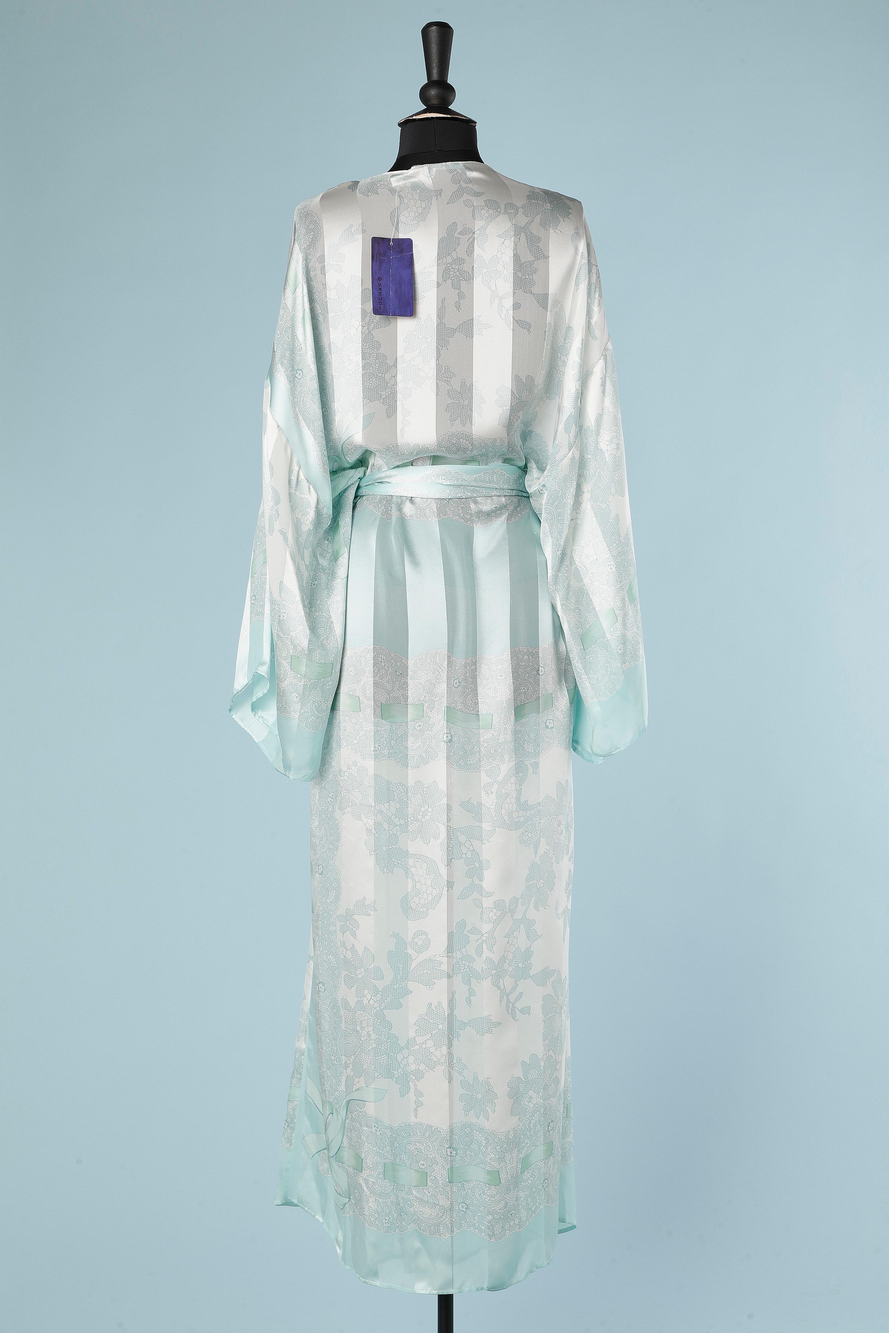 Silk printed jacquard chiffon silk Robe with belt Rochas lingerie NEW with tag  For Sale 1
