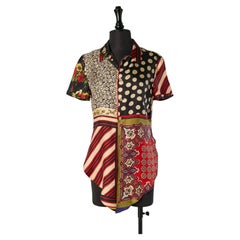 Silk printed scarves patchwork shirt tied on the frontJEAN-PAUL GAULTIER CLASSIC