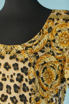 Silk Printed short-sleeve cocktail dress Bloomingdale's