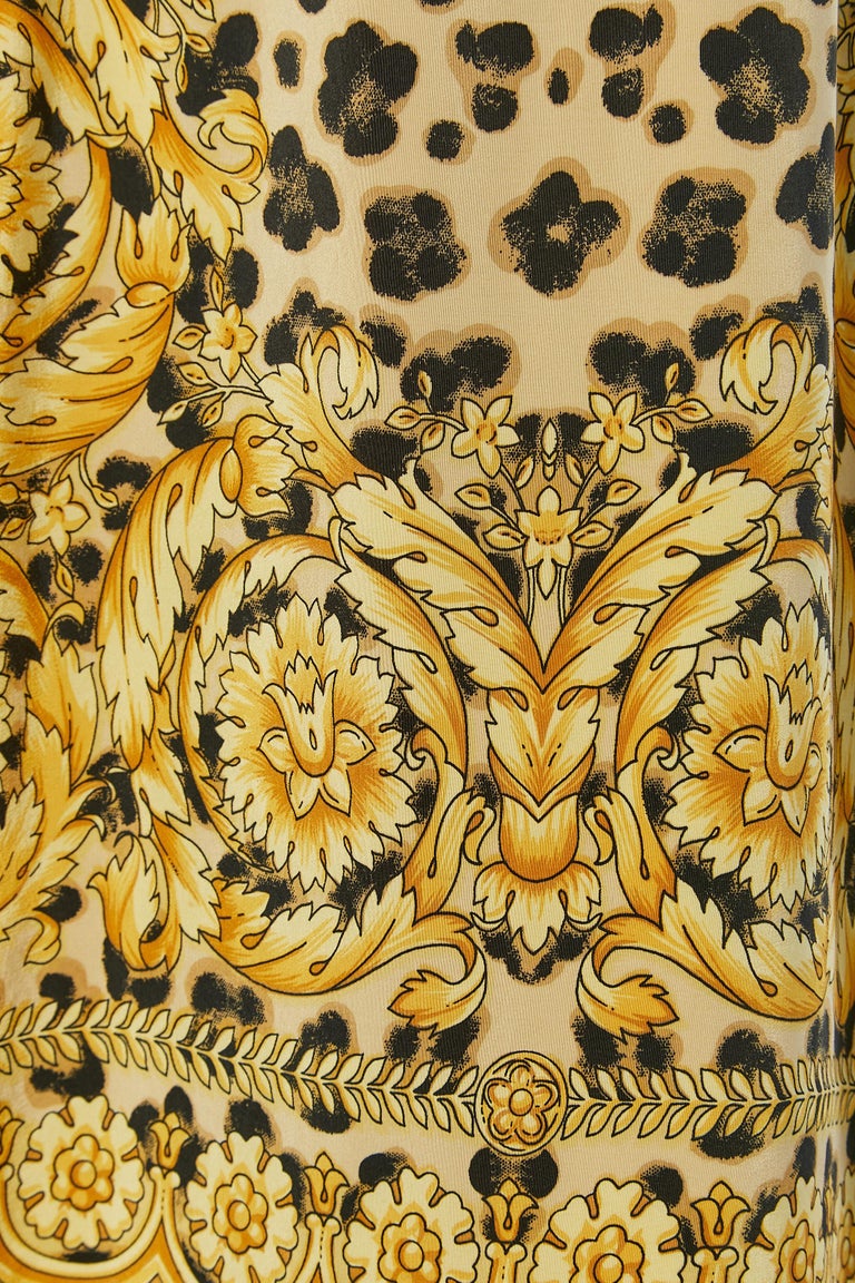 Silk Printed short-sleeve cocktail dress Bloomingdale's For Sale at 1stDibs