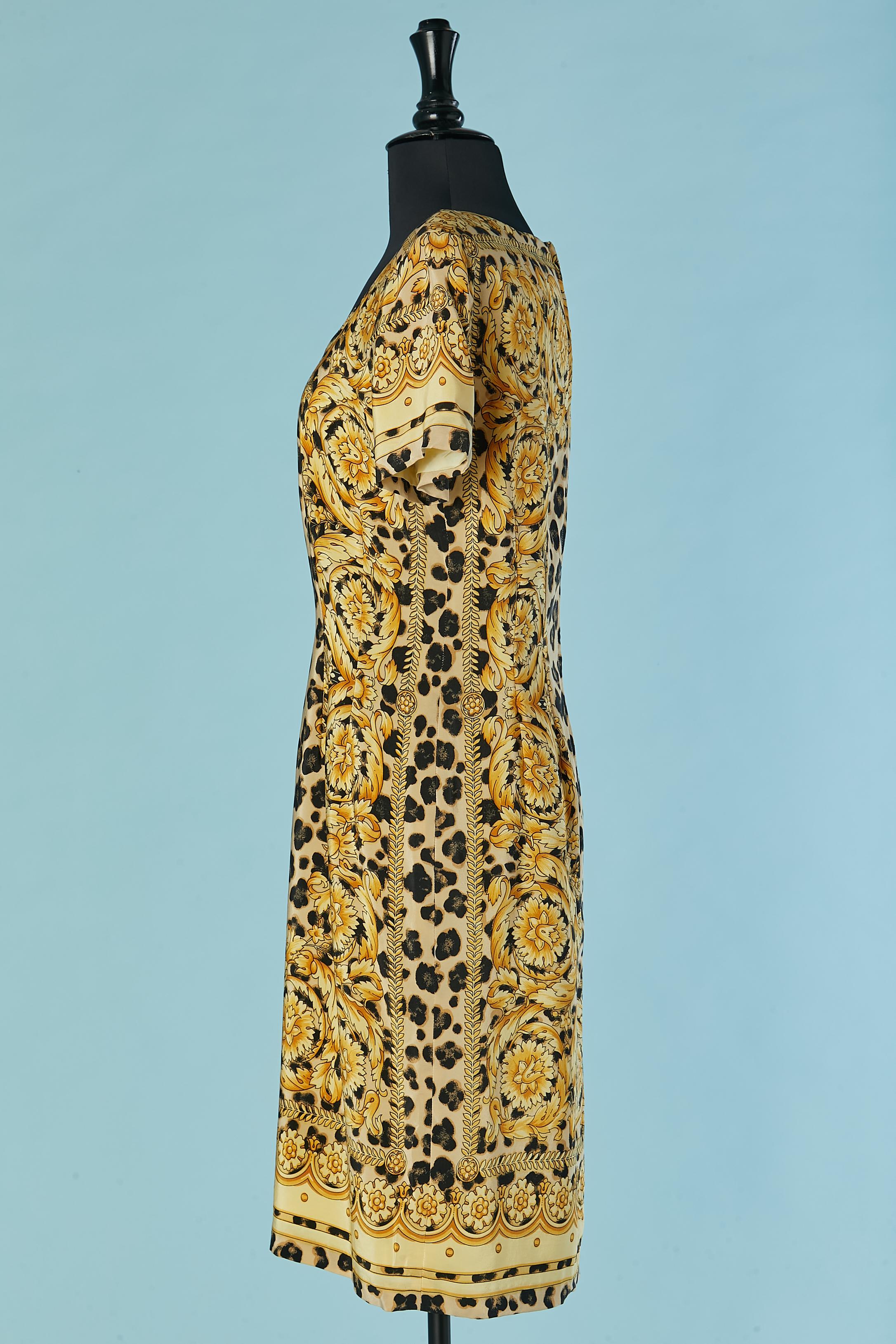 Women's Silk Printed short-sleeve cocktail dress Bloomingdale's For Sale
