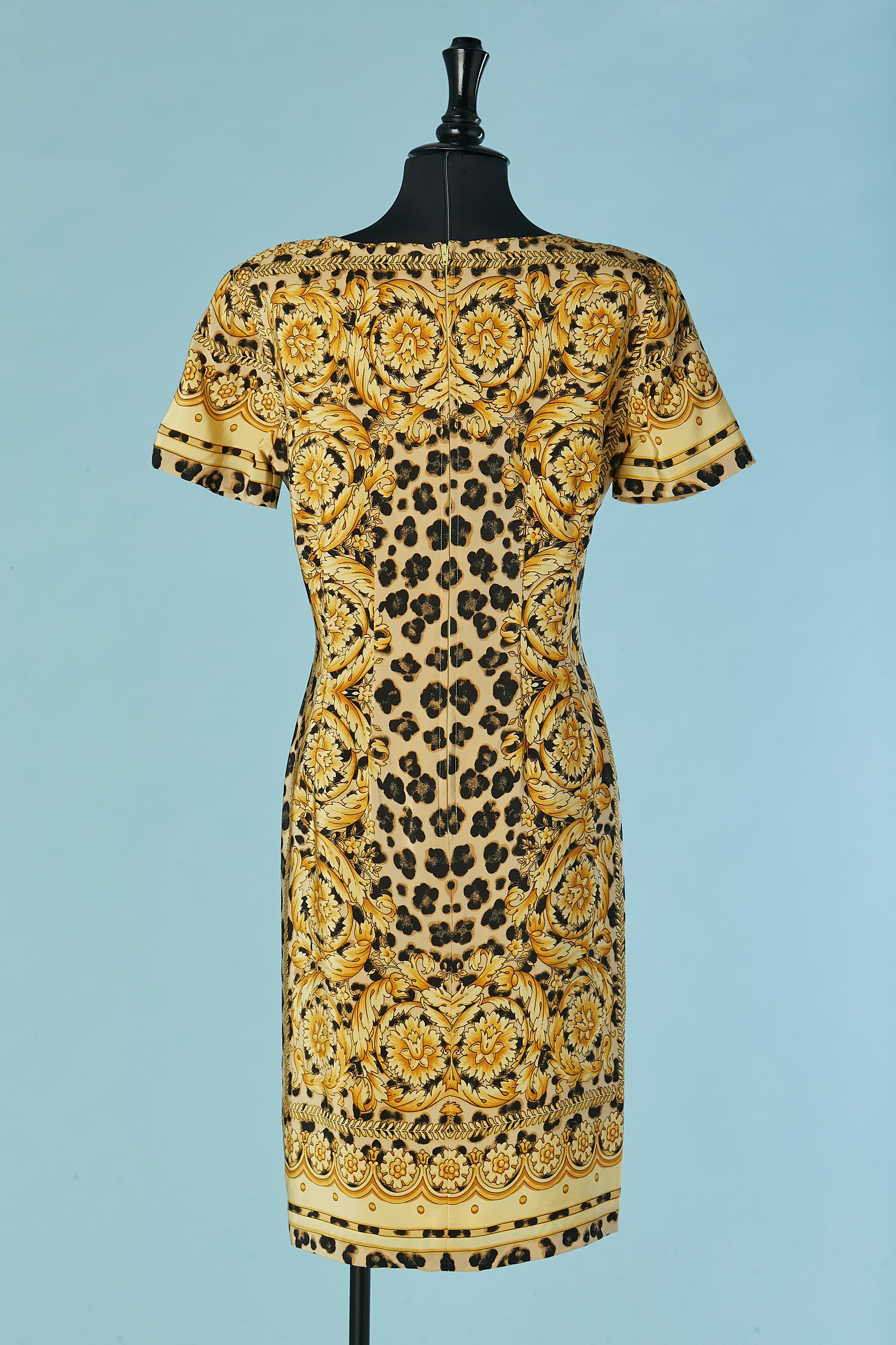 Silk Printed short-sleeve cocktail dress Bloomingdale's For Sale 1