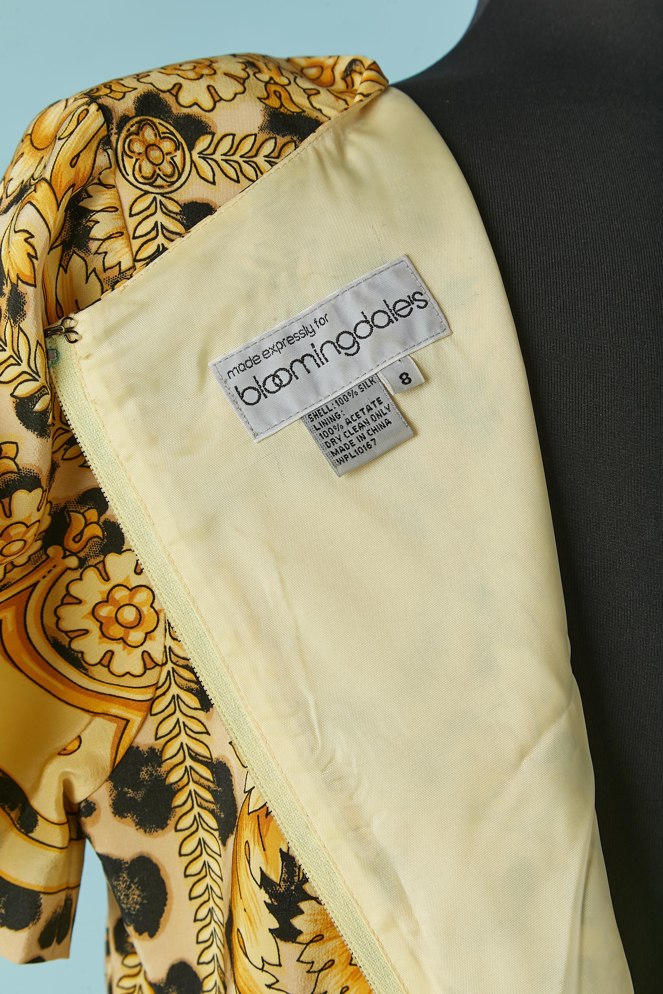Silk Printed short-sleeve cocktail dress Bloomingdale's For Sale 2