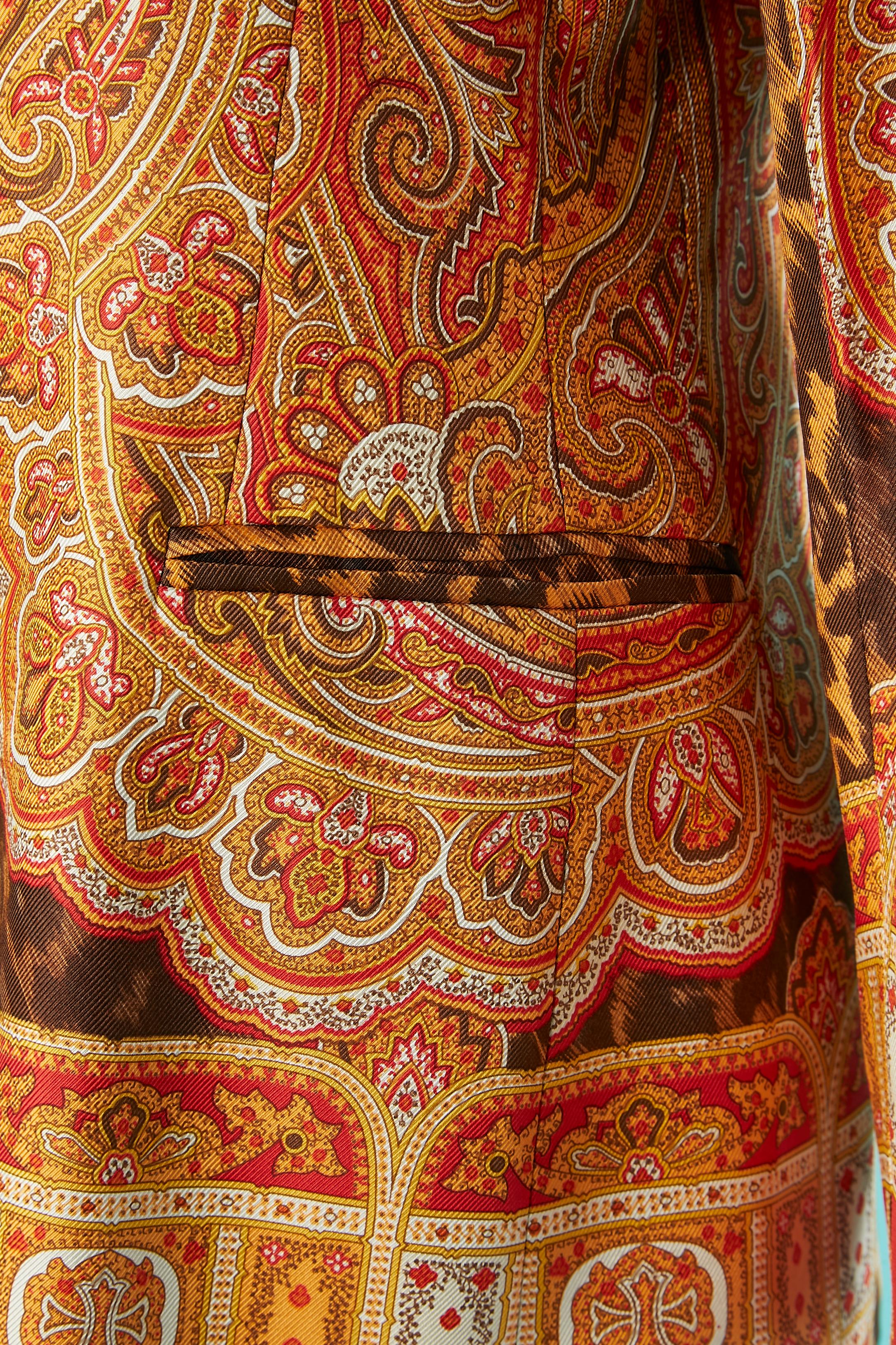 Silk printed single-breasted jacket Escada Margaretha Ley In Excellent Condition For Sale In Saint-Ouen-Sur-Seine, FR