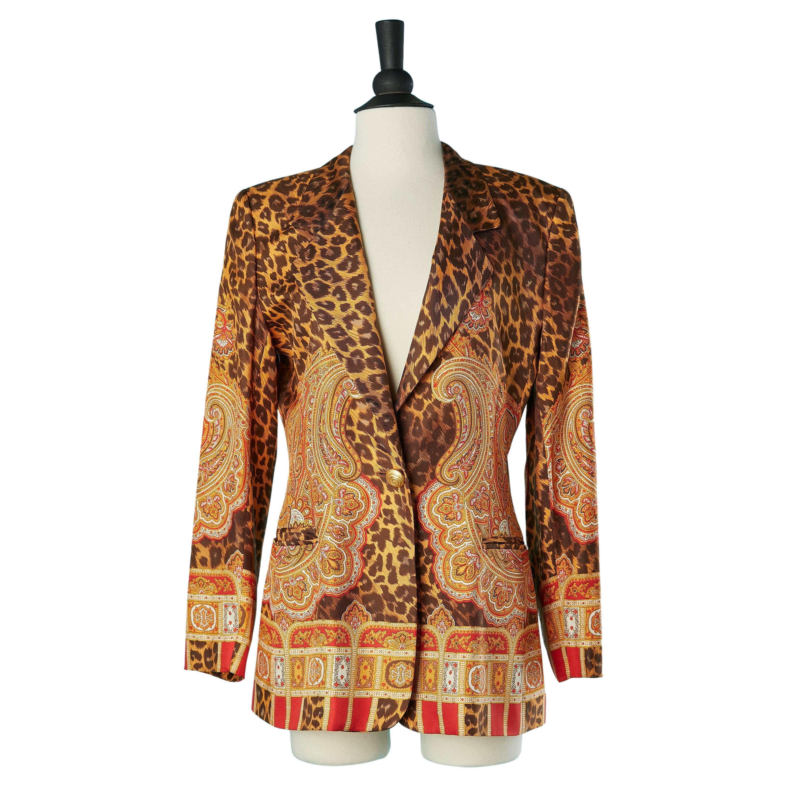 Silk printed single-breasted jacket Escada Margaretha Ley  For Sale