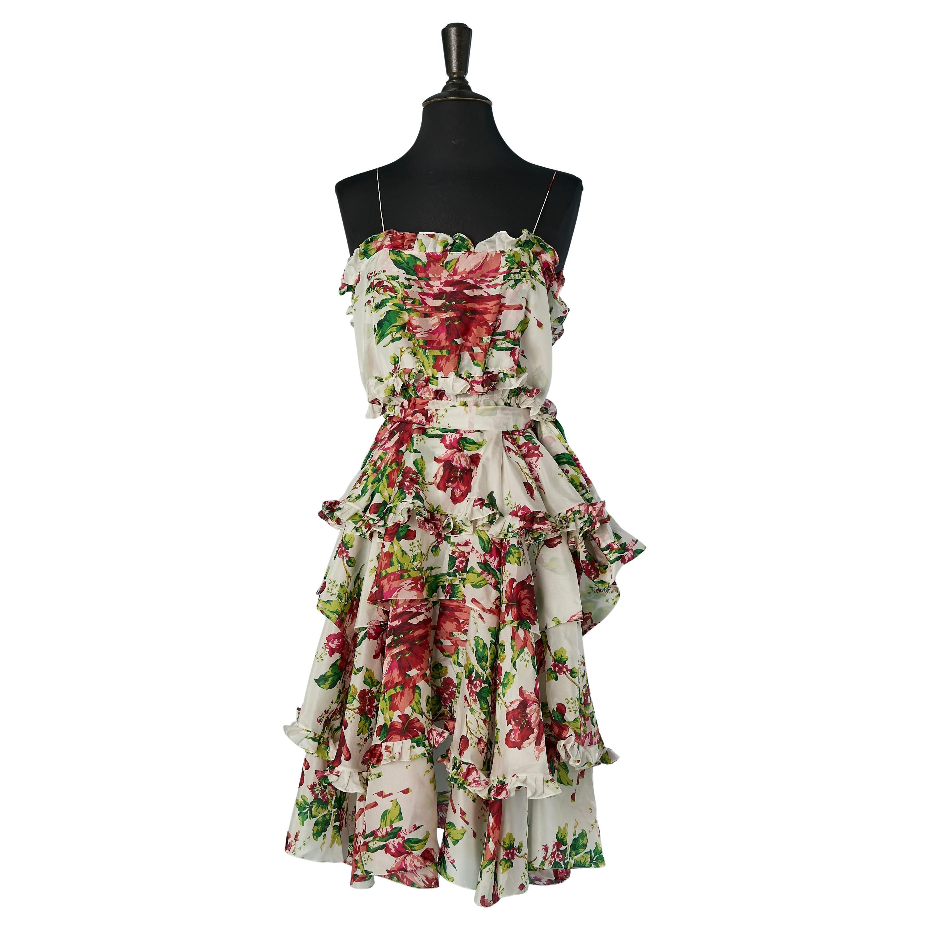 Silk printed slip dress with ruffles ALEXANDRE VAUTHIER