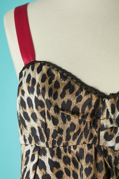 Silk printed tank top with pink shoulder straps GALLIANO