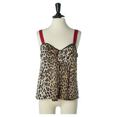 Silk printed tank top with pink shoulder straps GALLIANO