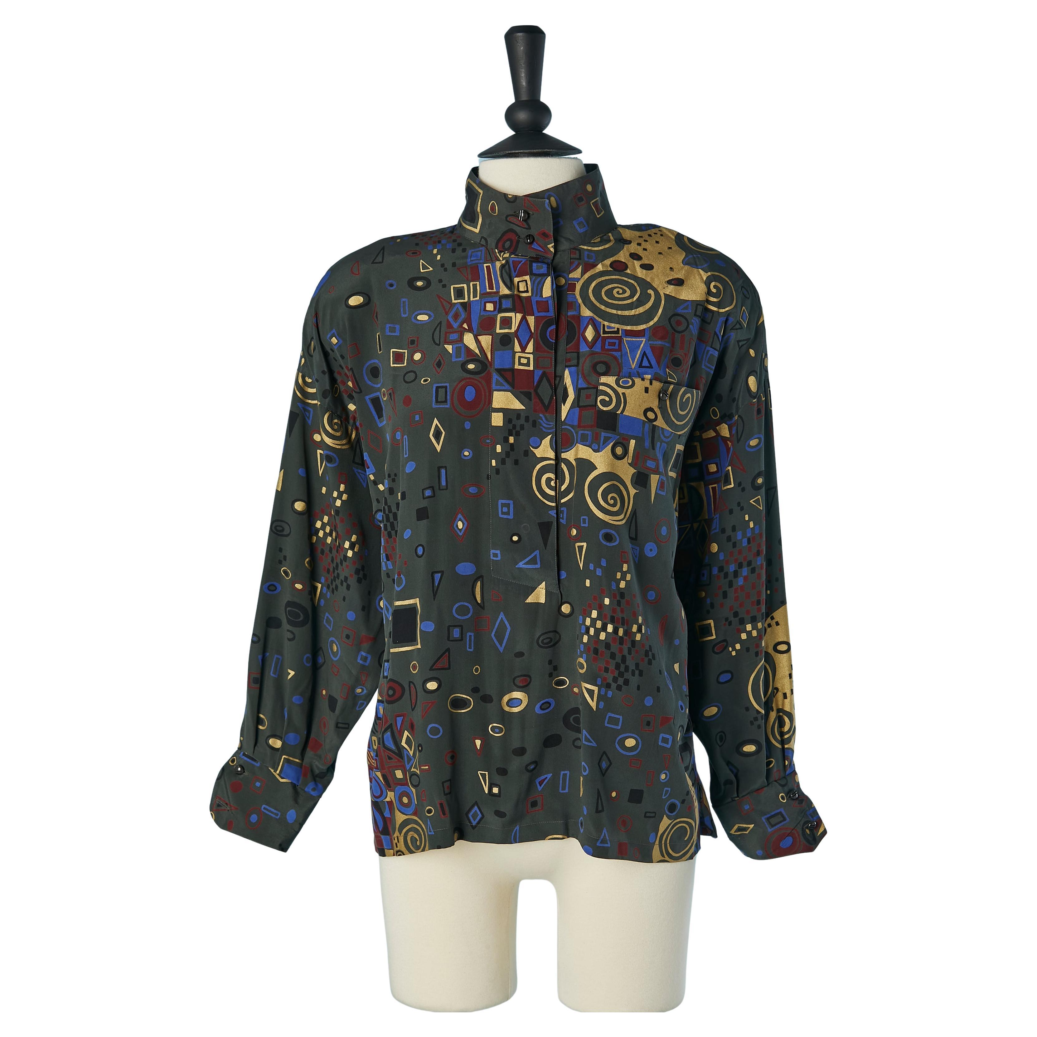 Túnica de seda estampada ANTONIO DE PESCARA Circa 1980's en venta
