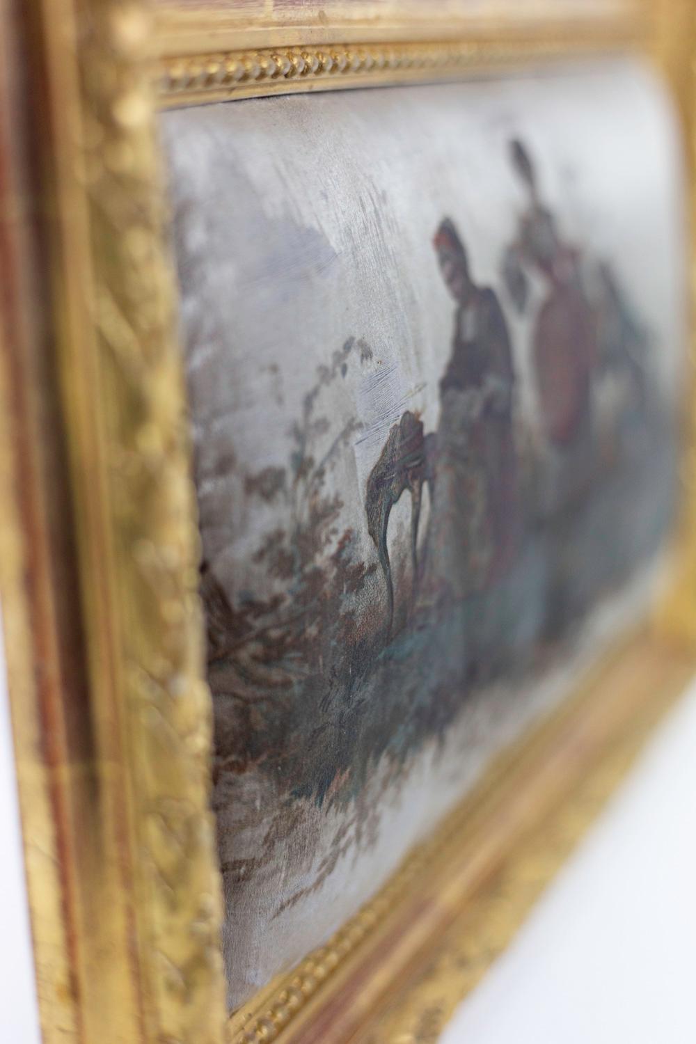 Fin du XIXe siècle Impression en soie, scène romantique, XIXe siècle en vente