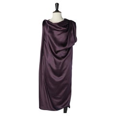 Silk purple asymmetrical and draped dress Lanvin by Alber Elbaz 