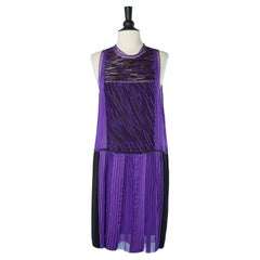 Silk purple cocktail dress with beaded work and velvet appliqué Bottega Veneta