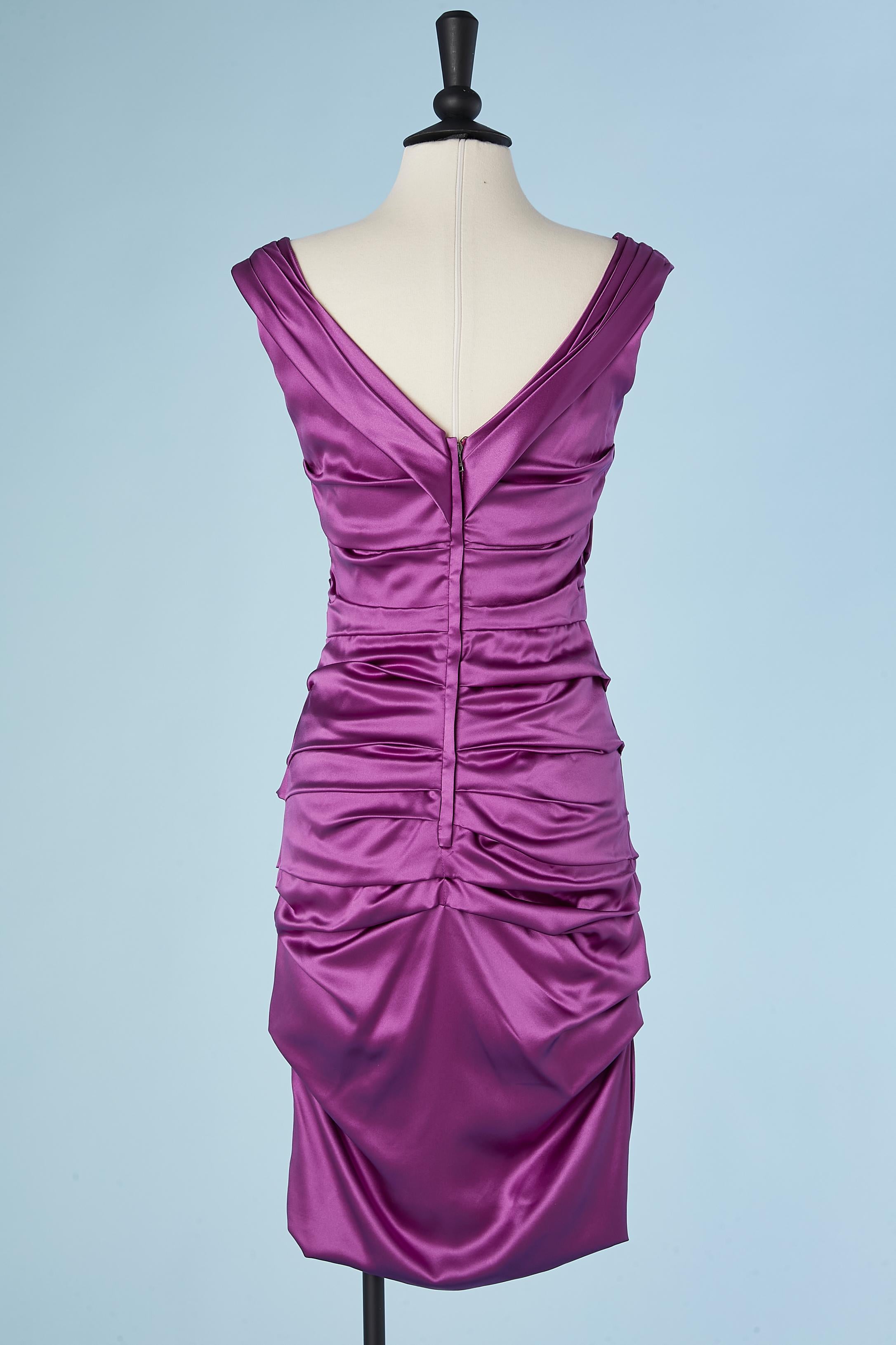Women's Silk purple draped cocktail dress Dolce & Gabbana  For Sale